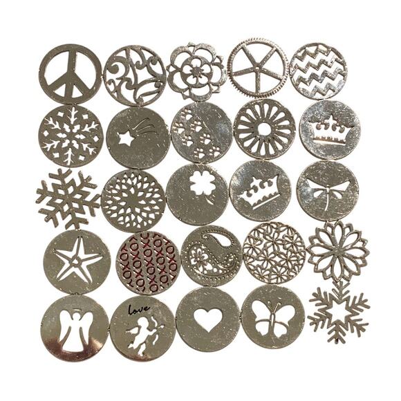 75-Piece Silver Metal 22mm Decorative Circle Floating Locket Jewelry Supplies - Picture 3 of 12
